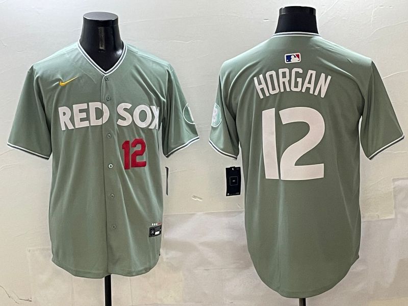 Men Boston Red Sox 12 Horgan Green Joint Name Nike 2025 MLB Jersey style 4
